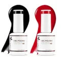 Nicedeco Gel Nail Polish 2 Pcs 15ml Black Red Color Soak Off LED U V Gel Nail Kit Manicure DIY Home for Women