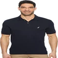 Nautica Men's Classic Fit Short Sleeve Solid Soft Cotton Polo Shirt, Navy, X-Small
