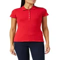 Tommy Hilfiger Women's Cotton Stretch Slim fit Polo Shirt, Apple Red, Small