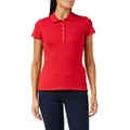 Tommy Hilfiger Women's Cotton Stretch Slim fit Polo Shirt, Apple Red, Small