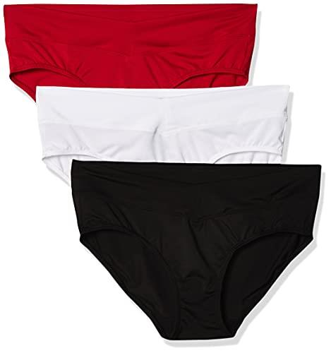 Warner's Womens Blissful Benefits No Muffin Top 3 Pack Hipster Panties, White/Black/Red, Large