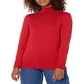 Amazon Essentials Women's Classic-Fit Lightweight Long-Sleeve Turtleneck Sweater (Available in Plus Size), Red, Large