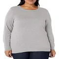 Amazon Essentials Women's Long-Sleeve Lightweight Crewneck Sweater (Available in Plus Size), Light Grey Heather, 1X