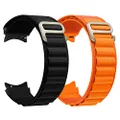 BlackPro Alpine Loop Nylon Bands Compatible with Samsung Watch 5 Pro 45mm/Galaxy Watch 5 40mm 44mm/Galaxy Watch 4 40mm 44mm/Watch 4 Classic 42mm 46mm Bands,20mm Alpine Loop Woven Adjustable Sport Strap with G-Hook Wristbands for Men Women by (Black&Orange)