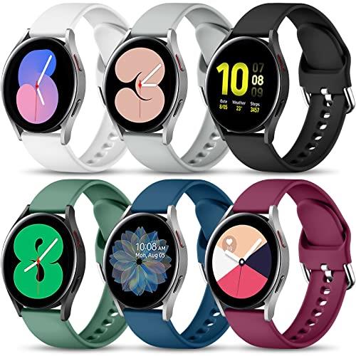Lerobo 6 Pack Bands Compatible for Samsung Galaxy Watch Active 2 40mm 44mm, Galaxy Watch 3 41mm, Galaxy Watch 42mm, Galaxy Watch Active, 20mm Soft Silicone Wristband Replacement for Women Men Small