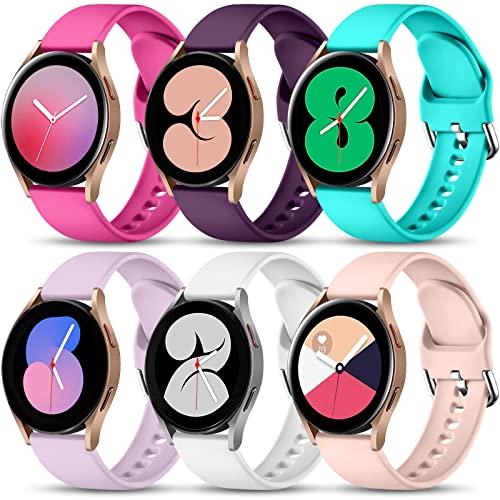Lerobo 6 Pack Bands Compatible for Samsung Watch Active 2 40mm 44mm, Galaxy Watch 3 41mm/Galaxy Watch Active/Galaxy Watch 42mm, 20mm Soft Silicone Band Replacement for Galaxy Watch Active 2 40mm Small