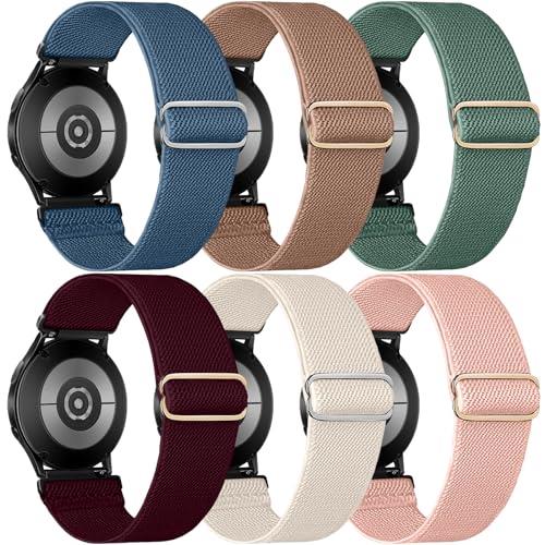 Chinber 6 Pack Bands Compatible with Samsung Galaxy Watch 4 Band 40mm 44mm, Galaxy Watch 4 Classic Band 42mm 46mm, Galaxy Watch 5 Bands, Galaxy Watch 5 Pro, 20mm Stretchy Adjustable Nylon Sport Strap