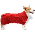 UOMIO Dog Drying Coat Bathrobe Towel, Puppy Towelling Robe, Double-layer Microfiber Absorb Moisture and Dry Pet Quickly, Adjustable Collar and Waist - 65cm Back Length for Bigger Dog