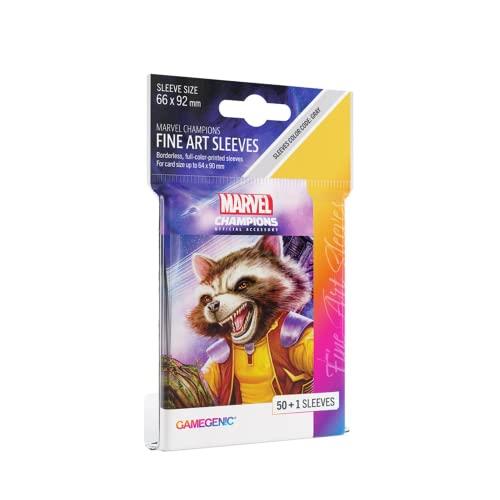 Gamegenic Marvel Champions The Card Game Official Rocket Racoon Fine Art Sleeves Pack of 50 Art Sleeves and 1 Clear Sleeve Card Game Holder for TCG and LCG Games Made by Fantasy Flight Games