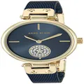 Anne Klein Women's Premium Crystal Accented Mesh Bracelet Watch, Blue/Gold, Japanese