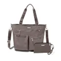 Baggallini Any Day Tote with RFID Phone Wristlet, Sterling Shimmer, One Size