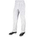 CHAMPRO Men's Triple Crown OB Open-Bottom Loose-Fit Baseball Pant with Knit-in Pinstripes, White, Black, Medium