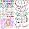 Amazing TIME 130 Pieces DIY Charm Bracelet Making Kit Including Jewelry Beads, Snake Chains for Girls Teens Age 8-12 Unicorn Mermaid Gifts Christmas Stocking Stuffer