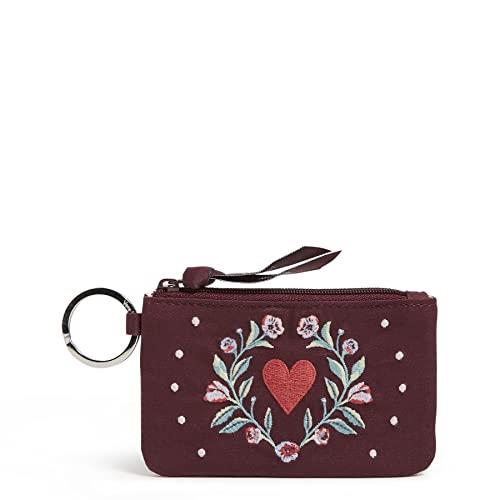Vera Bradley Women's Cotton Zip Id Case Wallet, Imperial Hearts Red - Recycled Cotton, One Size