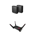 ASUS ZenWiFi XT8 Tri-Band AX6600 Mesh System (2-Pack Black) & ROG Rapture GT-AX6000 Dual-Band WiFi 6 Extendable Gaming Router