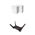 ASUS ZenWiFi XT8 Tri-Band AX6600 Mesh System (2-Pack White) & ROG Rapture GT-AX6000 Dual-Band WiFi 6 Extendable Gaming Router
