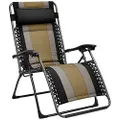 Amazon Basics Outdoor Padded Adjustable Zero Gravity Folding Reclining Lounge Chair with Pillow - Black