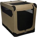 Amazon Basics 2-Door Collapsible Soft-Sided Folding Travel Crate Dog Kennel, Large, 60 x 60 x 91 cm, Tan