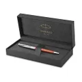 Parker Sonnet Essentials Ballpoint Pen, Metal and Orange Lacquer with Palladium Trim, Medium Point, Black Ink, Gift Box
