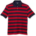 Amazon Essentials Men's Regular-Fit Cotton Pique Polo Shirt (Available in Big & Tall), Navy Red Rugby Stripe, X-Large