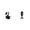Razer Kiyo Ring Light Equipped Broadcasting Camera, (RZ19-02320100-R3M1) & Seiren Mini Ultra-Compact Condenser Microphone with FRML Packaging, Black