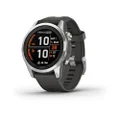 Garmin Fenix 7S Pro Solar, Silver Stainless Steel with Graphite Silicone Band