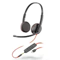 Plantronics - Blackwire 3225 USB-C Wired Headset - Dual-Ear (Stereo) with Boom Mic - Connect to PC/Mac via USB-A or Mobile/Tablet via 3.5 mm Connector - Works with Teams, Zoom, Standard