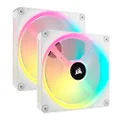 Corsair iCUE Link QX140 RGB 140mm Magnetic Dome RGB Fans - Double Fan Starter Kit with iCUE Link System Hub - White
