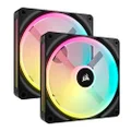 Corsair iCUE Link QX140 RGB 140mm Magnetic Dome RGB Fans - Double Fan Starter Kit with iCUE Link System Hub - Black