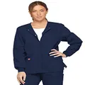Dickies Women's EDS Signature Scrubs Missy Fit Snap Front Warm-up Jacket, Navy, X-Large