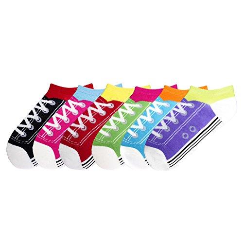 K. Bell Socks Women's 6 Pair Pack Fun Pop Culture Funny Low Cut Show novelty socks, Sneakers (Assorted), One Size US