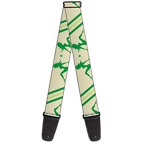 Buckle-Down Premium Guitar Strap, Mud Flap Girls Stripes Tan/Green/Lime Green, 29 to 54 Inch Length, 2 Inch Wide