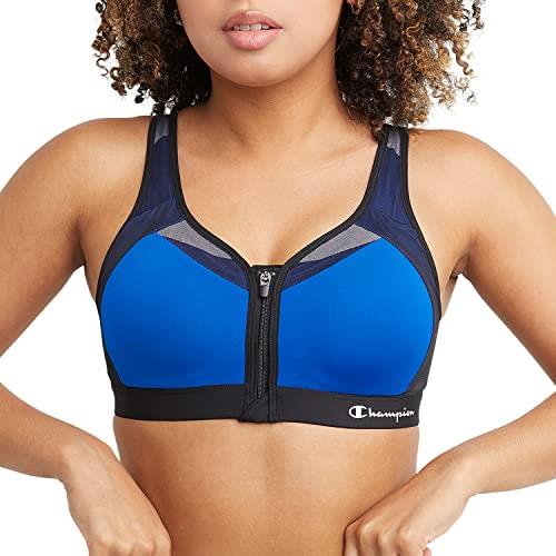 Champion Women's Mesh Racerback Bra, Sports Bra with Max Support for Women, Moisture-Wicking Athletic Sports Bra, Surf The Web, 38DD