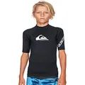 Quiksilver Boys' All Time Short Sleeve Youth Rashguard Surf Shirt, Black, Small