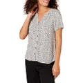 Amazon Essentials Women's Short-Sleeve Woven Blouse, Leopard, X-Small
