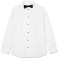 Calvin Klein Boys Long Sleeve Tuxedo Dress Shirt with Bowtie, Button-Down with Classic Pleated Bib, Includes Matching Hanky, White, 14