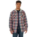 Wrangler Authentics Men's Long Sleeve Quilted Lined Flannel Shirt Jacket with Hood, Bossa Nova, Medium