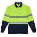 DNC Hi-Vis Cotton Segment Taped Backed Long Sleeve Polo Jersey, 3X-Large, Yellow/Navy