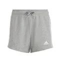 adidas Sportswear Essentials 3-Stripes Kids' Cotton Shorts, Grey, 14-15 Years