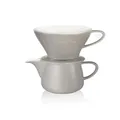 Melitta Porcelain Pour-Over Coffee Set with Jug and Filter Cone, Classic Edition, 0.6 L, Grey, 6768456