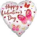 Anagram Standard XL Happy Valentine's Day Satin Butterflies Foil Balloon, 45 cm