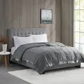 Madison Park Windom Down Alternative Blanket, Premium 3M Scotchgard Moisture Wicking Treatment, Lightweight and Soft Bed Cover for All Season, Satin Trim, Charcoal Full/Queen