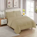 Sweet Home Collection 7 Piece Comforter Set Bag Solid Color All Season Soft Down Alternative Blanket & Luxurious Microfiber Bed Sheets, Taupe, Twin