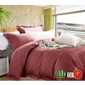 Ramesses 400 Thread Count Antibacterial Bamboo Egyptian Cotton Quilt Cover Set, Queen, Ketchup