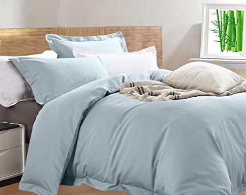 Ramesses 400 Thread Count Antibacterial Bamboo Egyptian Cotton Quilt Cover Set, Queen, Pearl Blue