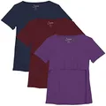 Sosolism Maternity Nursing Tops for Breastfeeding Short Sleeve Daily Wear Clothes, Red/Blue/Purple, XL