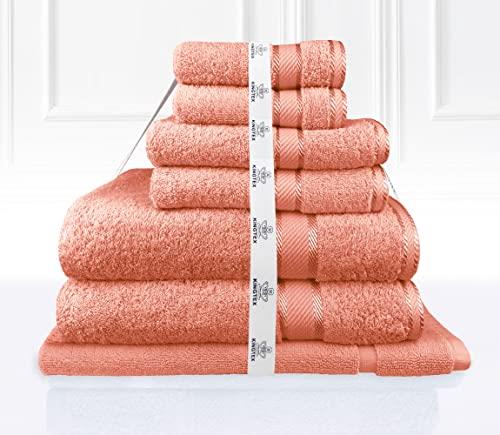 Kingtex Plain Dyed 100% Combed Cotton Towel 7-Pieces Set, Rust
