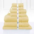 Kingtex Plain Dyed 100% Combed Cotton Towel 7-Pieces Set, Yellow