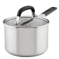 KitchenAid Stainless Steel Saucepan with Measuring Marks and Lid, 2 Quart, Brushed Stainless Steel