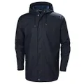 Helly Hansen Men's Moss Long Hooded Fully Waterproof Windproof Raincoat Jacket, 597 Navy, Large